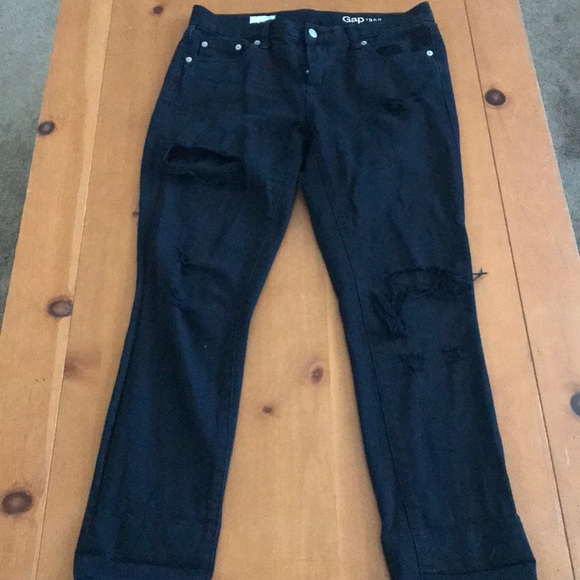Gap Distressed Black Girlfriend Jeans - Picture 1 of 5